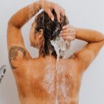 woman taking shower