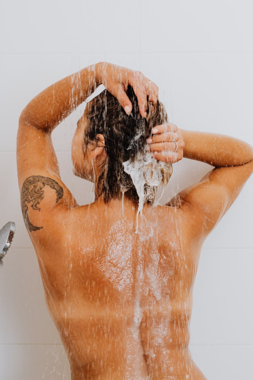 woman taking shower